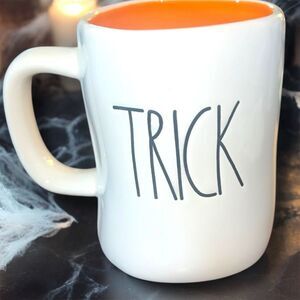 Rae Dunn Halloween Mug Double Sided TRICK or TREAT 18 oz Ceramic Glossy White
